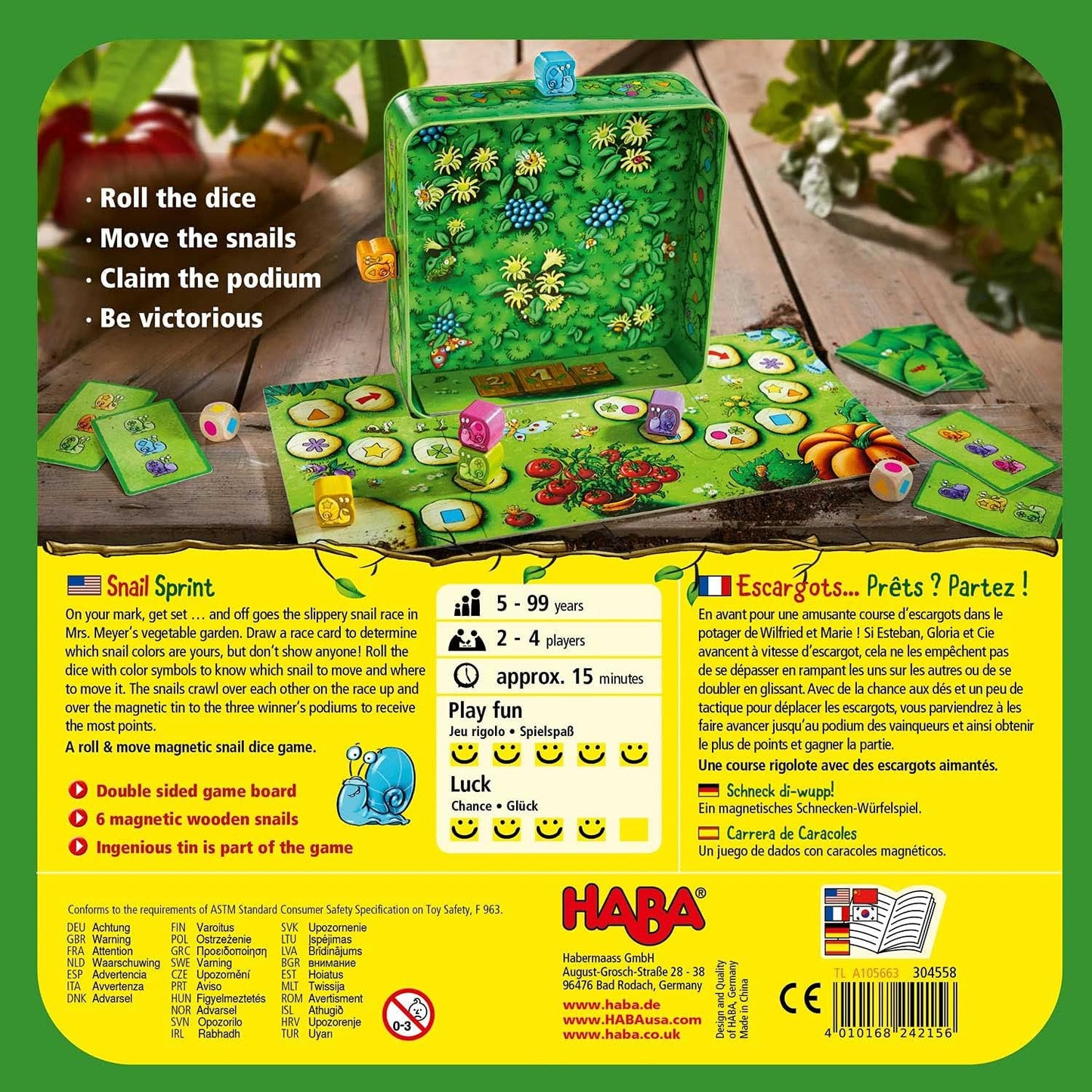 Haba 304558 Snail Sprint Magnetic Racing Game 蝸牛衝刺 磁力賽道 桌上遊戲
