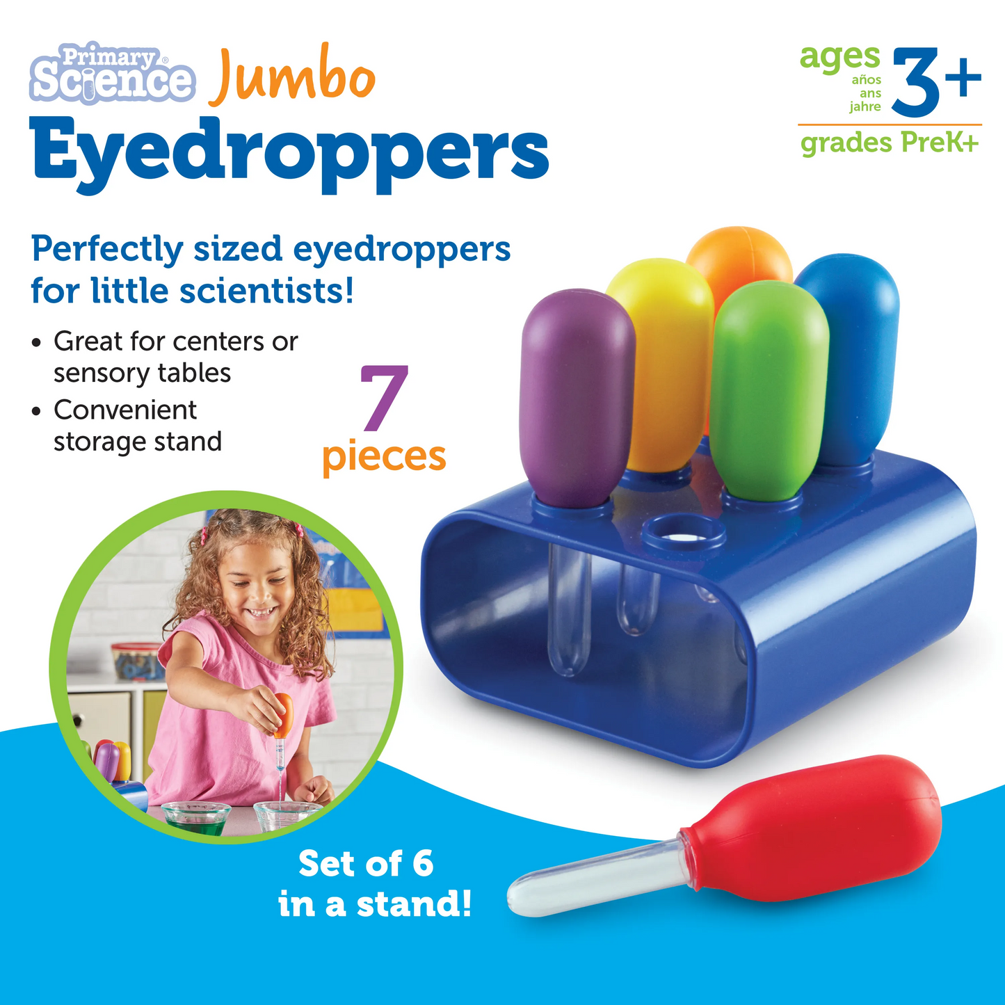 Learning Resources Primary Science® Jumbo Eyedroppers with Stand
Item # LER2779  | Ages 3+