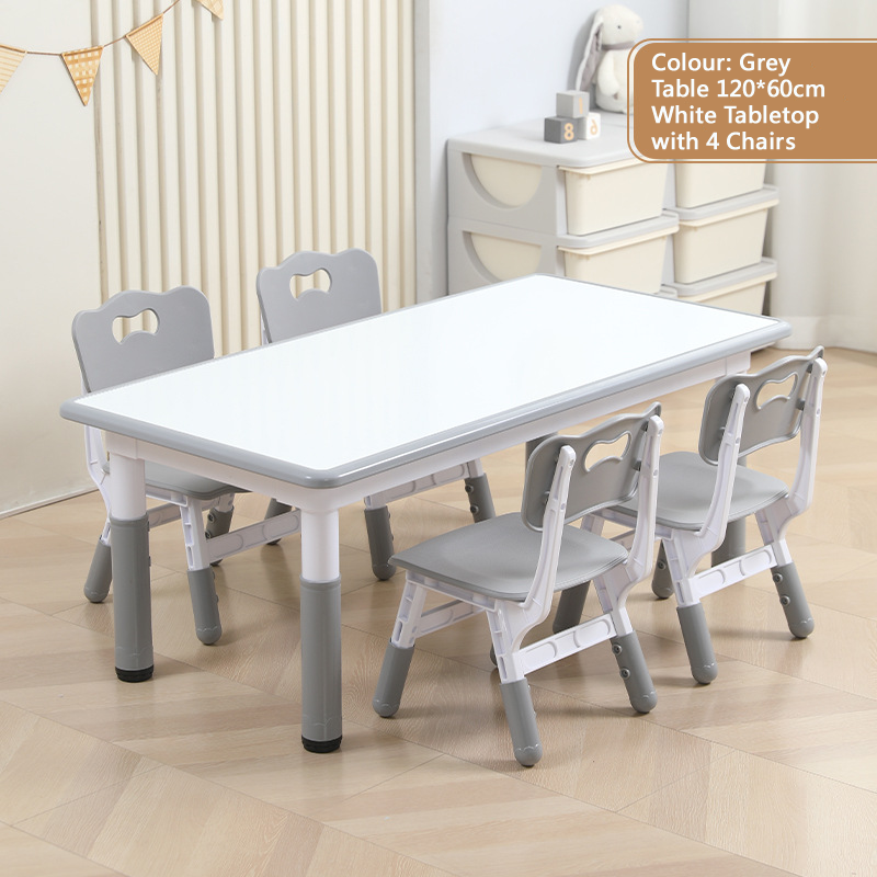 KLY 120W*60L Height Adjustable Rectangular Table - White Tabletop 可調高長方形兒童桌 - 白色桌面