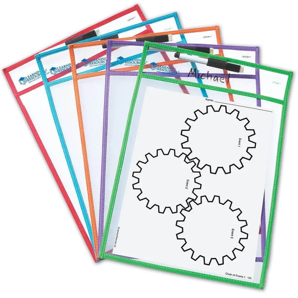 Learning Resources Write & Wipe Pockets Set of 5