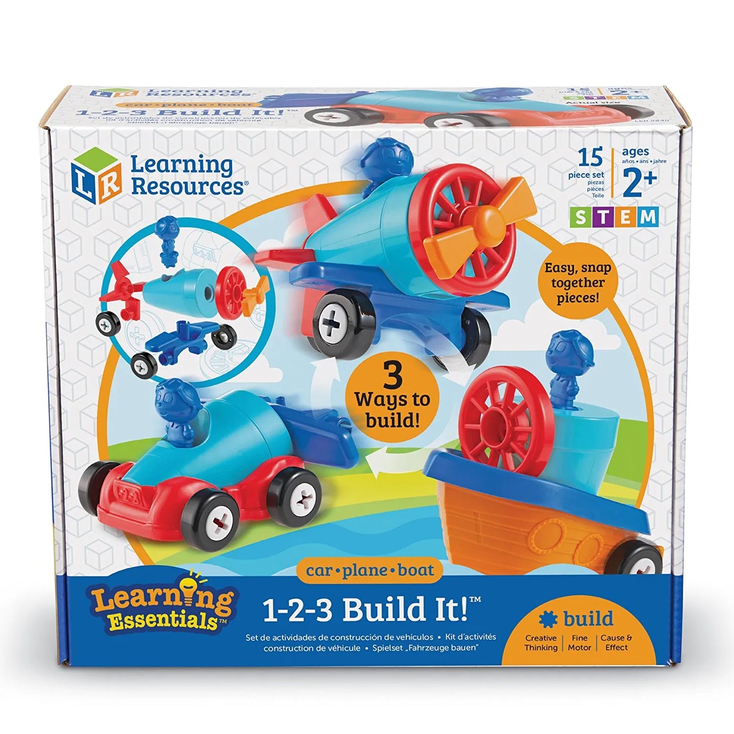 Learning Resources 1-2-3 Build It! Car-Plane-Boat