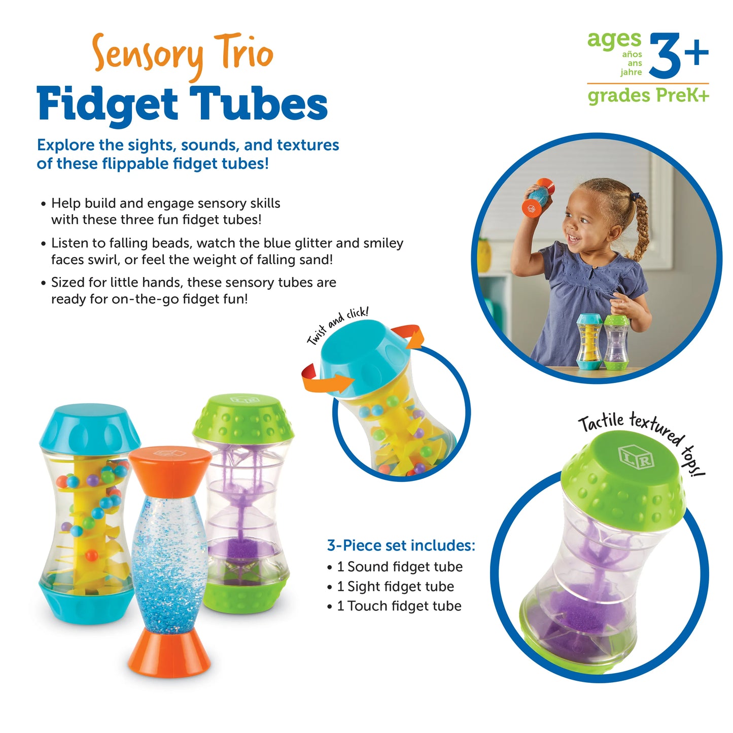 Learning Resources Sensory Trio Fidget Tubes Therapy Materials