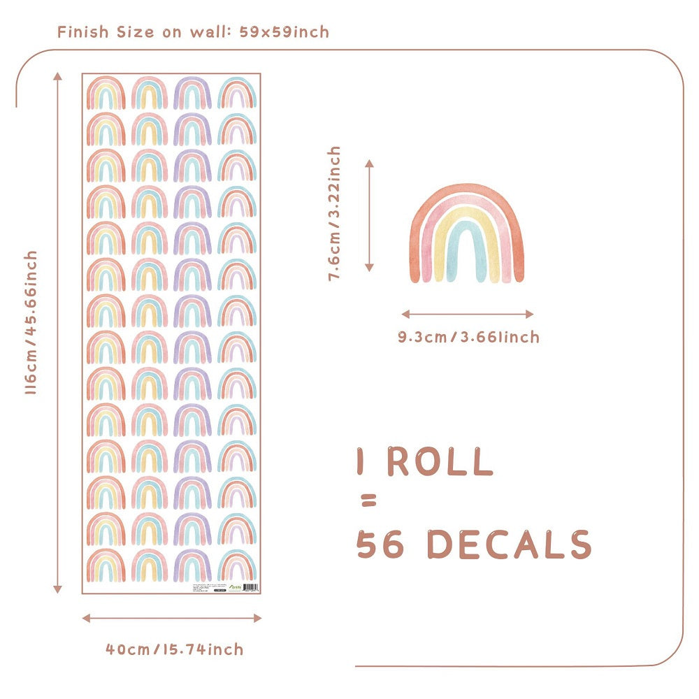Rainbow Heaven Transparent Wall Decal 56pc 彩虹透明牆面貼紙 56個