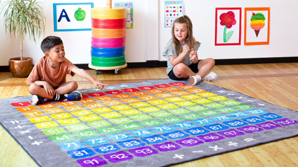 Classroom Carpet - 100 Square Counting Grid 2m x 2m 計數格子地毯