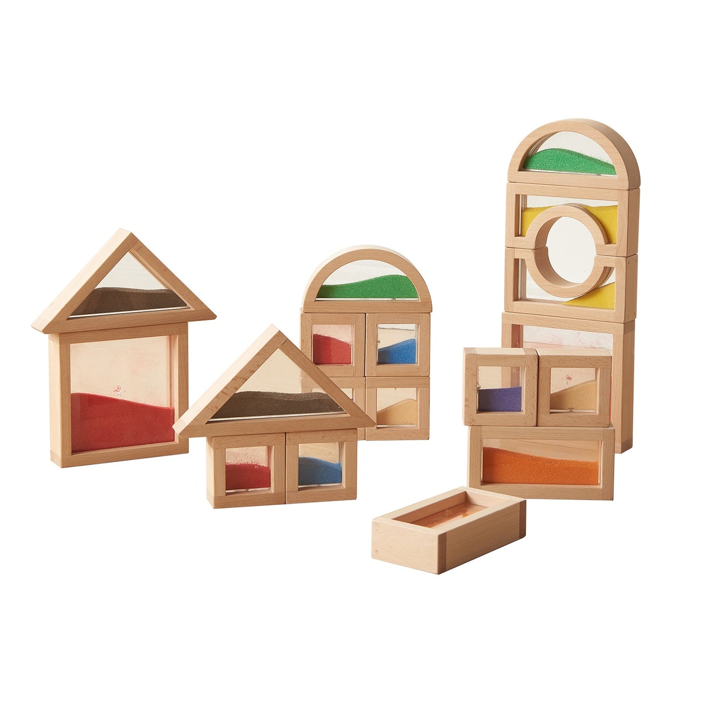 ME31273 Masterkidz Wooden sensory Sand Blocks Set of 18件套 感官沙流動積木