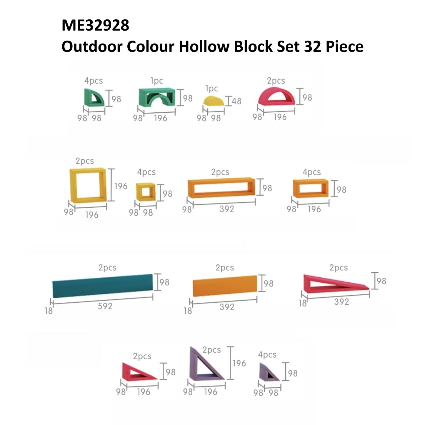 Masterkidz Outdoor Colour Hollow Block Set 32 Piece 戶外彩色空心積木組