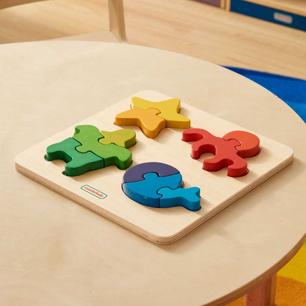Masterkidz Chunky Jigsaw Puzzle - Sea Creatures 厚櫸木塊嵌入式拼圖 - 海洋生物