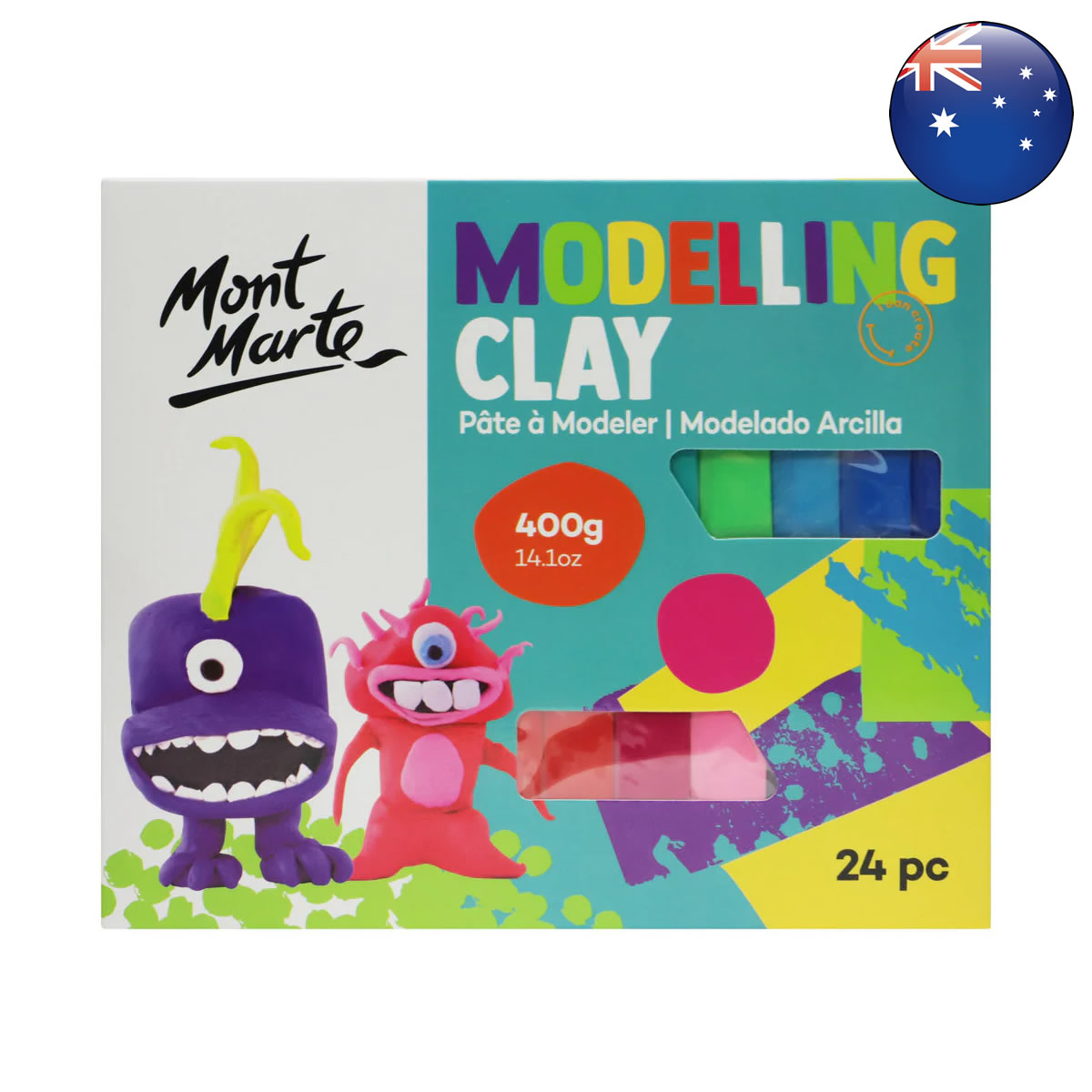 Mont Marte Modelling Clay 400g (14.1oz) 24pc 彩色造型粘土 400g (14.1oz) 24色