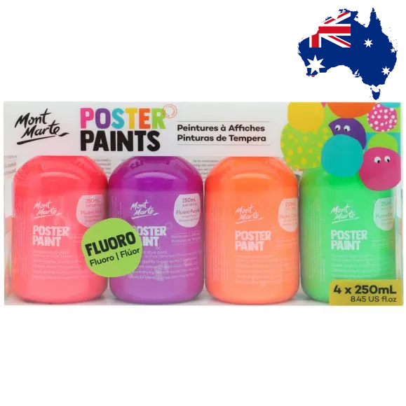 Mont Marte Poster Paint 250ml x 4pc Pack 廣告彩顏料 250ml4色套裝