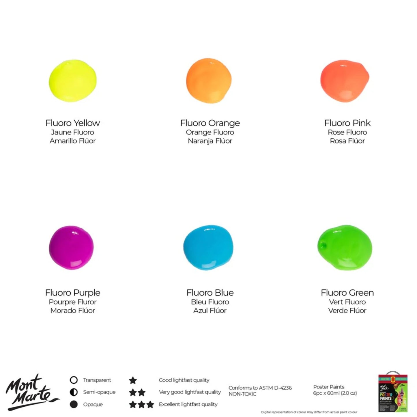 Mont Marte Poster Paints Pack 尖嘴瓶廣告彩顏料套裝