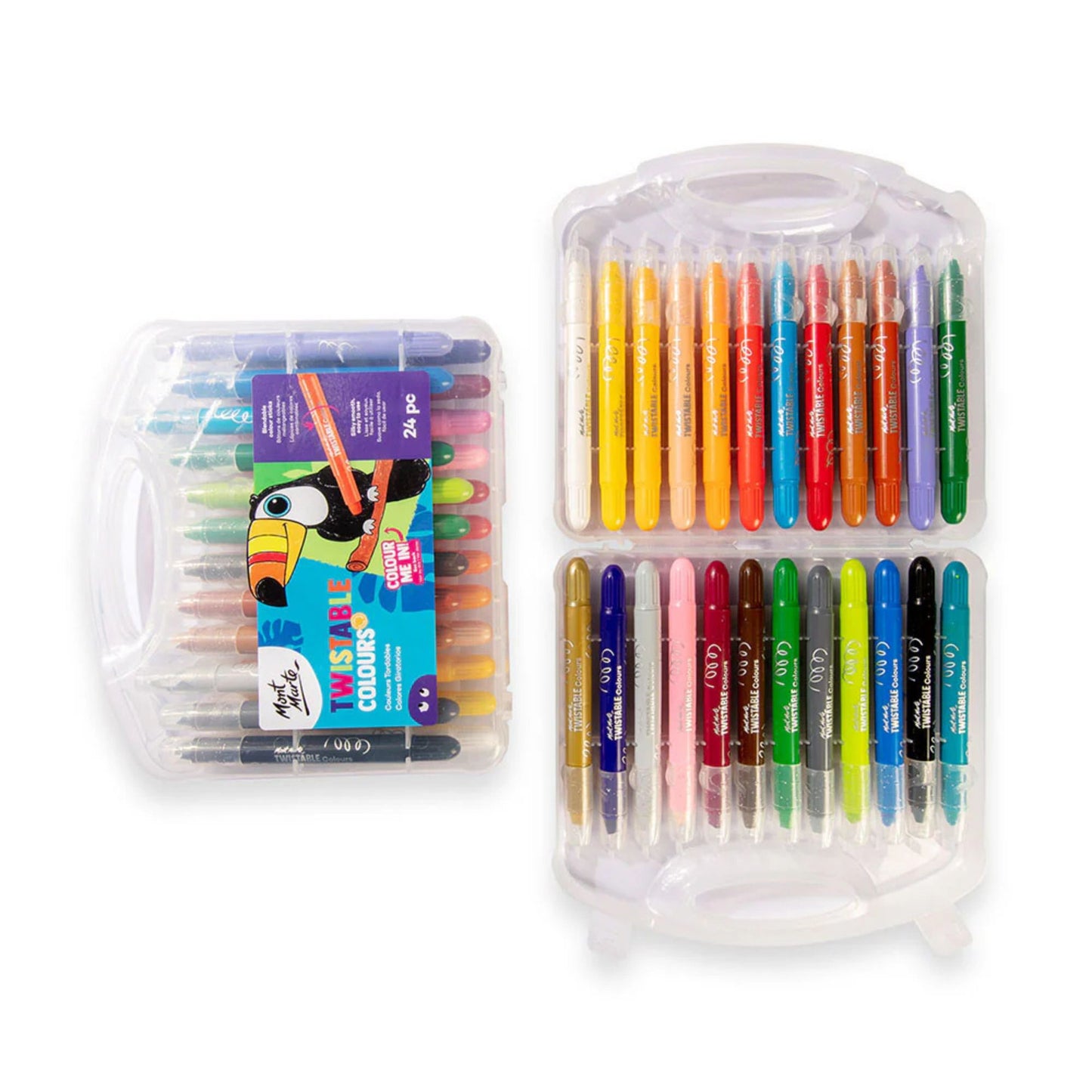 Mont Marte Twistable Colours with Carry Case 兒童專用旋轉絲滑蠟筆套裝連便攜盒