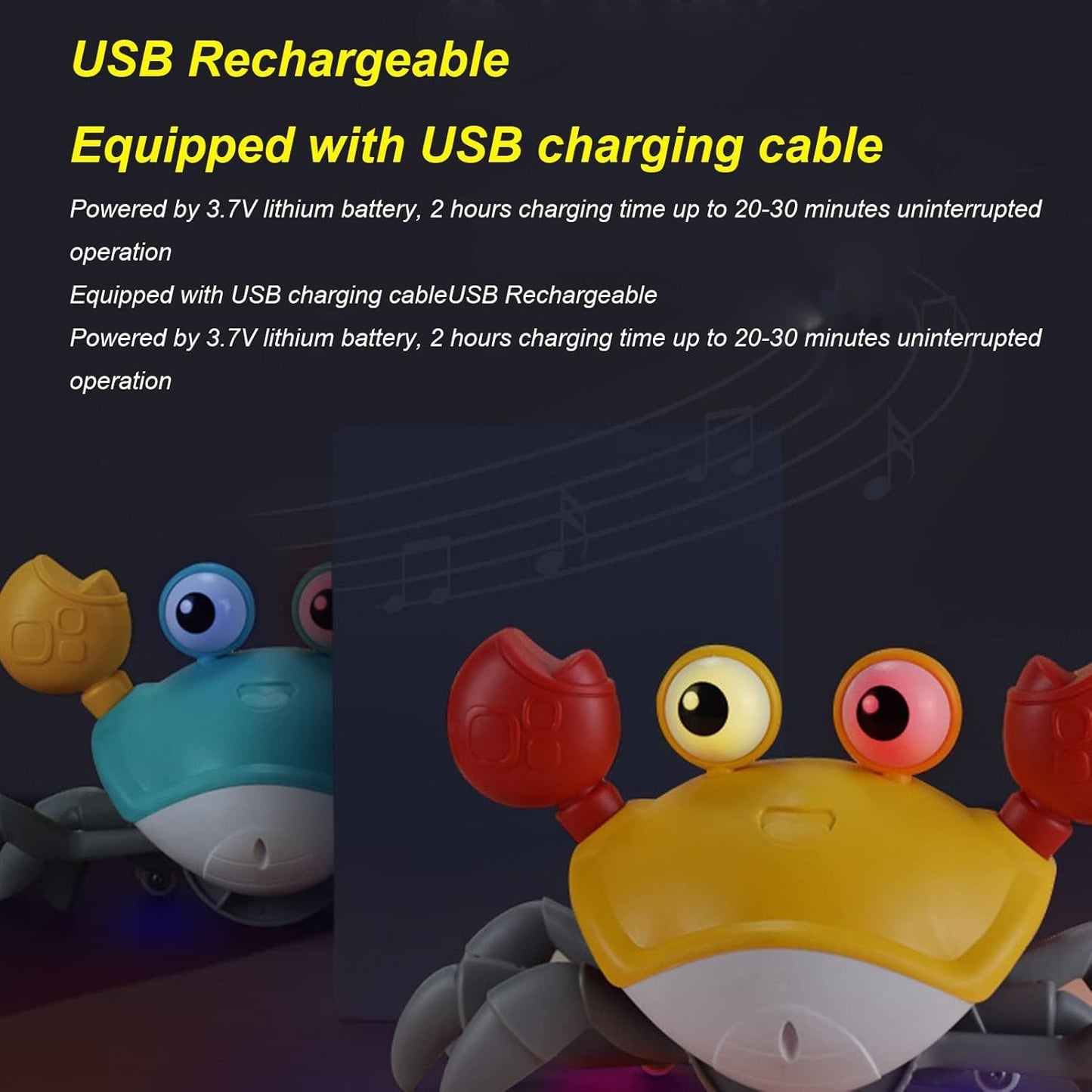 Music and Light Crawling Crab (adjustable speed) 聲光自動避障爬行蟹 (可調速)