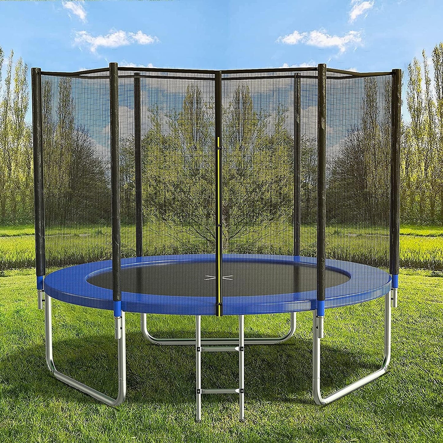 Outdoor Trampoline with Basketball Hoop, Heavy Duty Jumping Mat and Spring Cover Padding for Kids and Adults, Storage Bag and Ladder