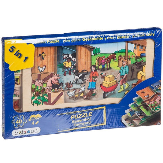 Beleduc  Look & Find Layer Puzzle Farmyard 5 in 1  找找看 多層拼圖 農場 5合1
