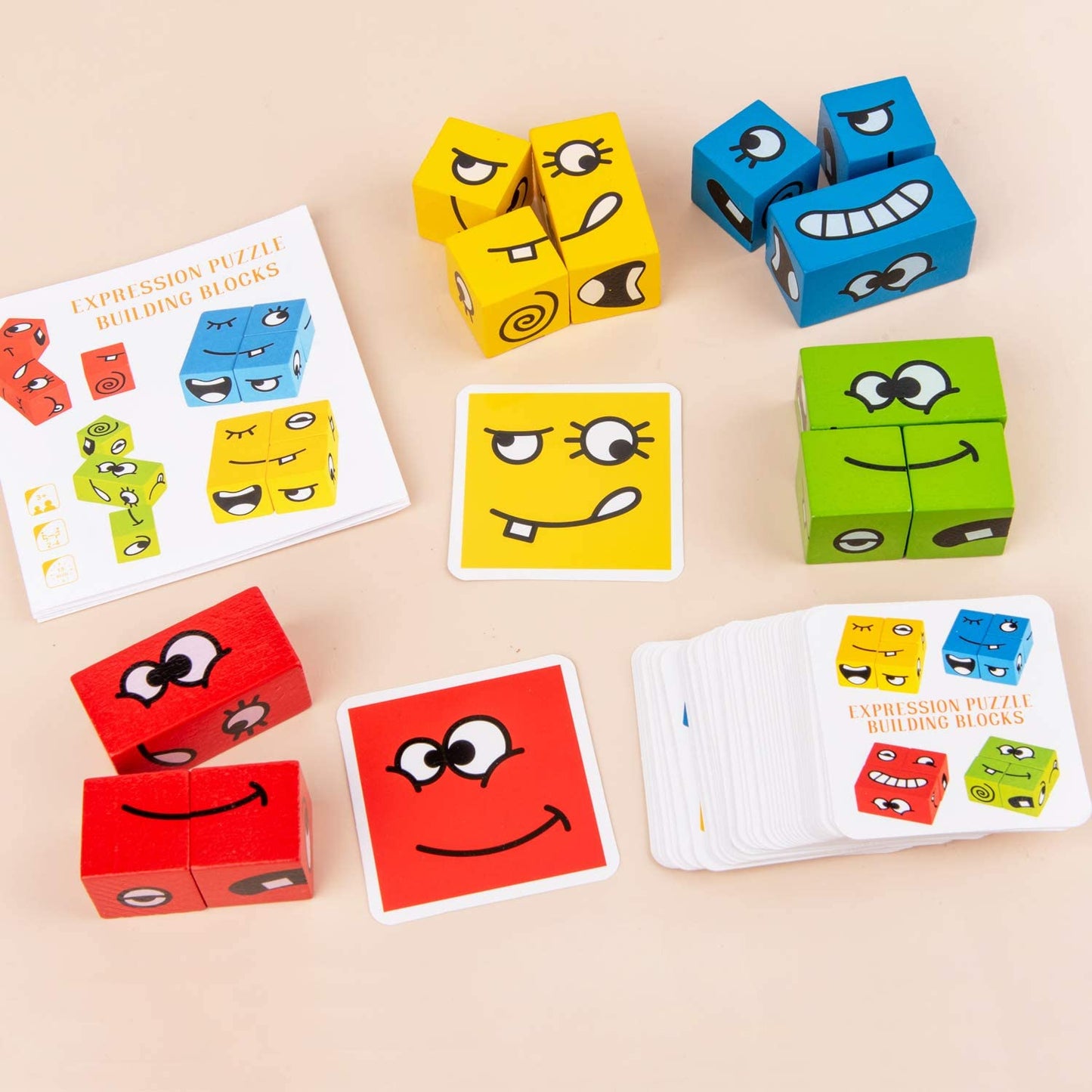 Expression Puzzle Building Blocks Flip & Match Game 表情積木配對遊戲