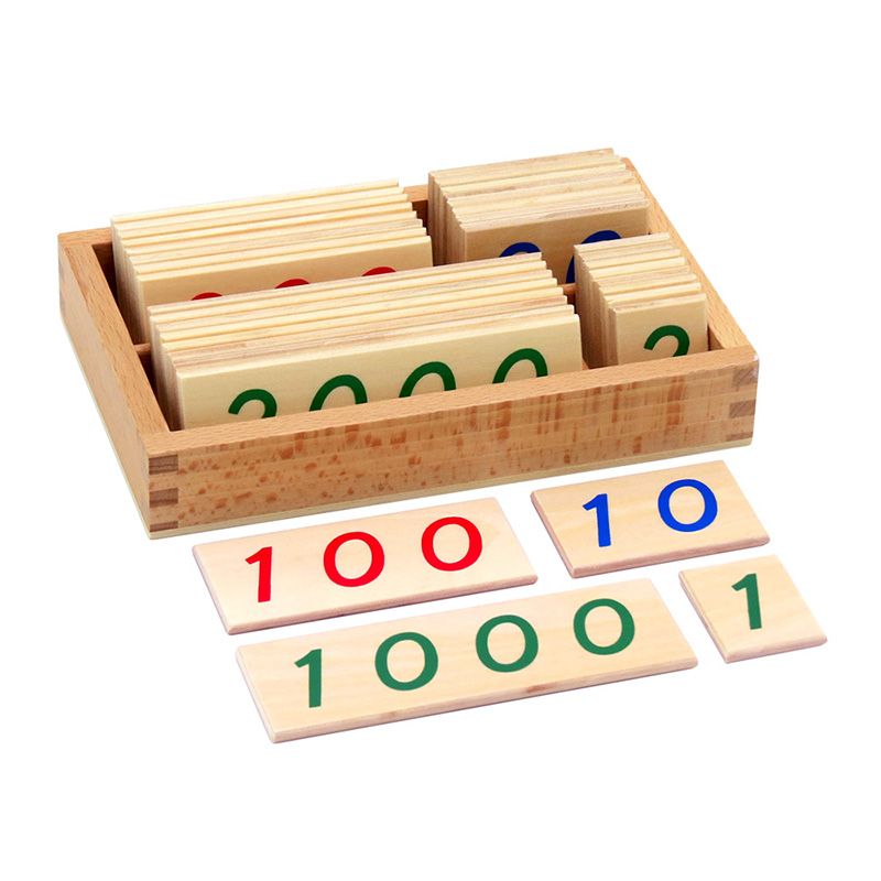 Kindermatic Montessori Wooden Number Cards with Box 1-9000 蒙特梭利 1-9000木制數位卡片