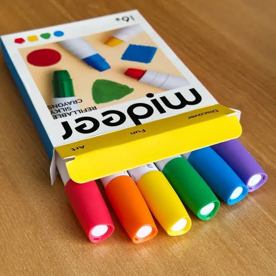 Mideer Refillable Silky Crayons - 6 Colors