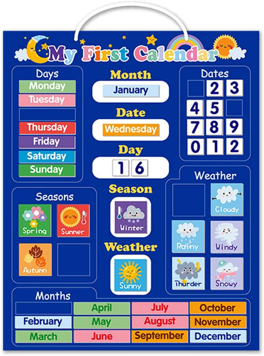 Learning Calendar Size 12.6x15.75 inch Color Blue 磁性日曆學習板 尺寸:12.6x15.75 顏色:藍