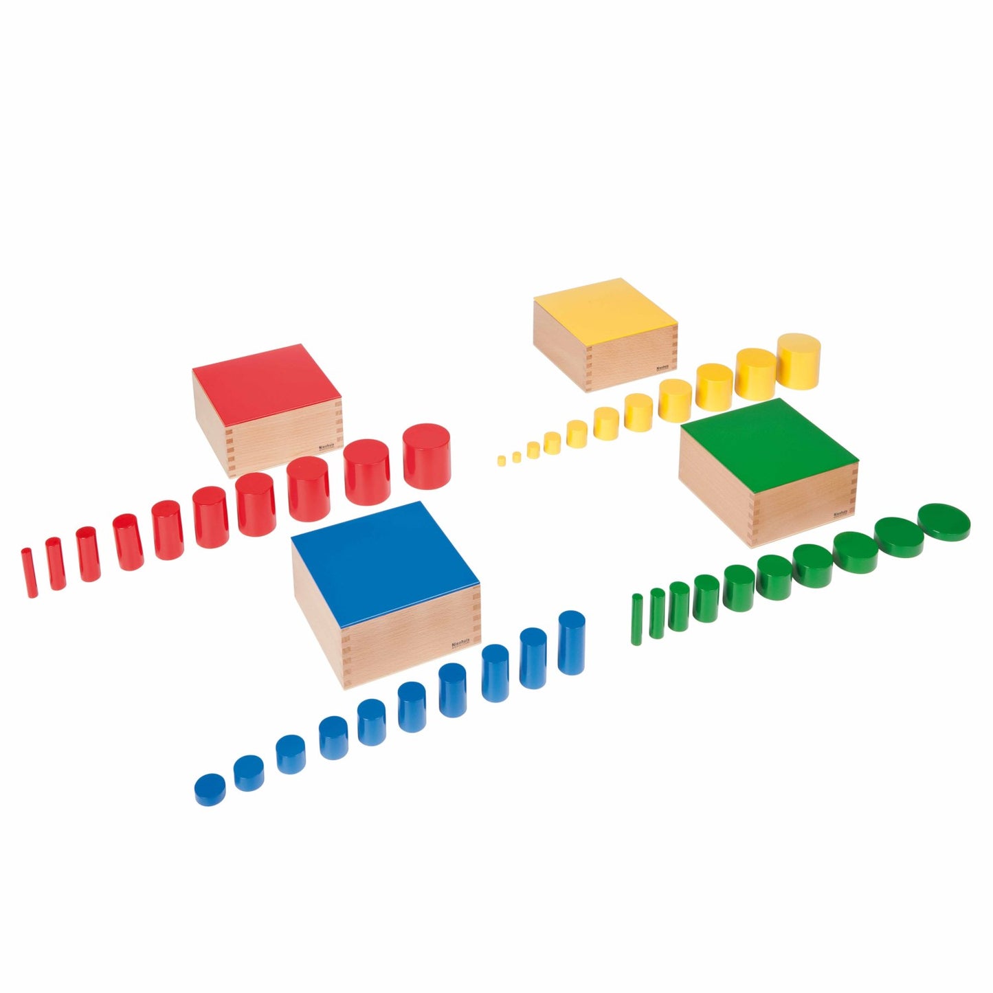 Niehuis Montessori Set Of Knobless Cylinders 蒙特梭利教具- 彩色圓柱體