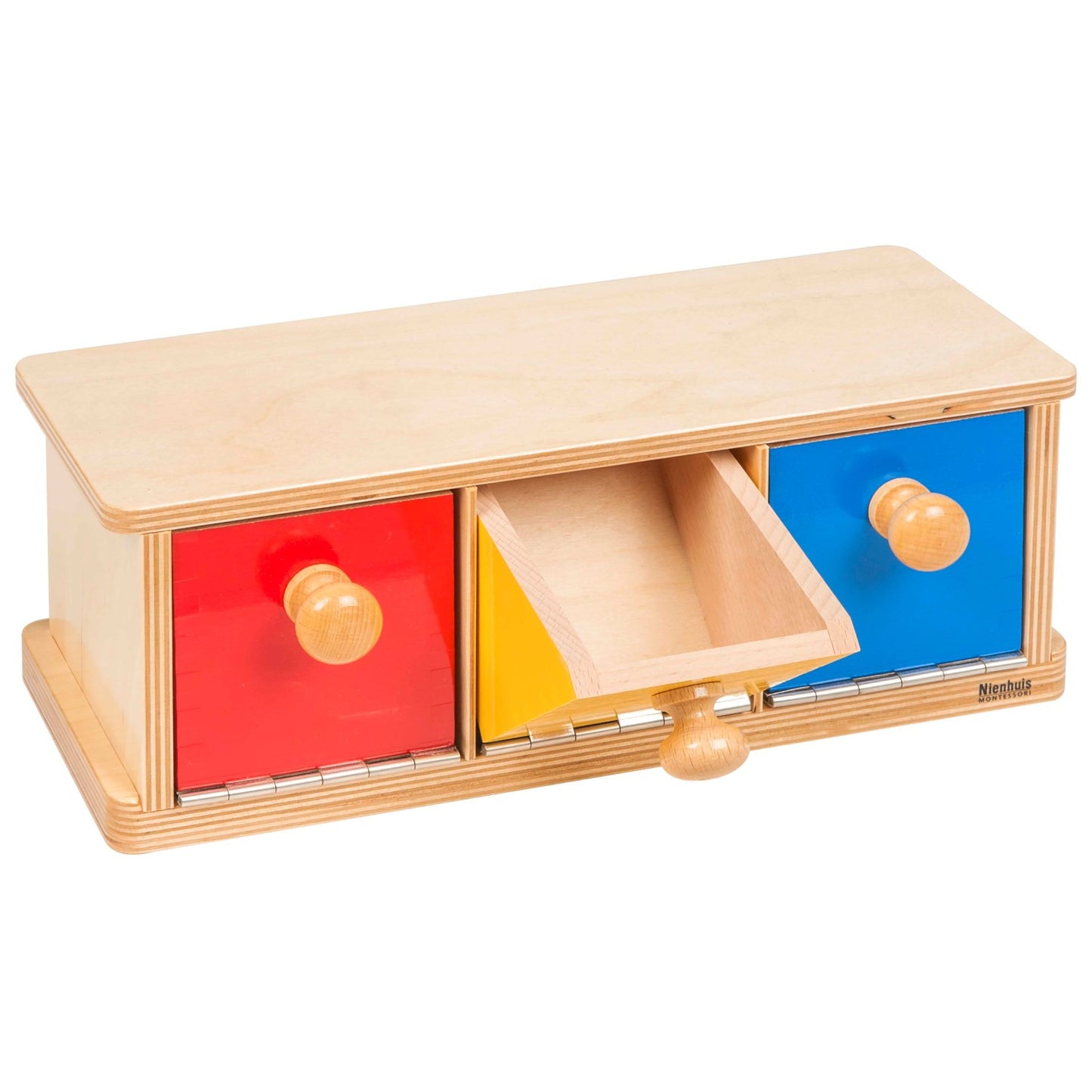 Nienhuis Montessori Box With Bins Age 1+ 蒙特梭利教具- 3色帶抓手抽屜組