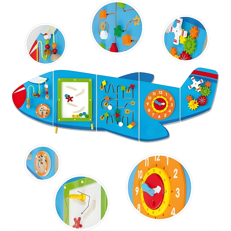Play Wall Panel Toy Mega Airplane Design Sensory Busy Board – 1800x662mm 忙碌的飛機遊戲活動牆板