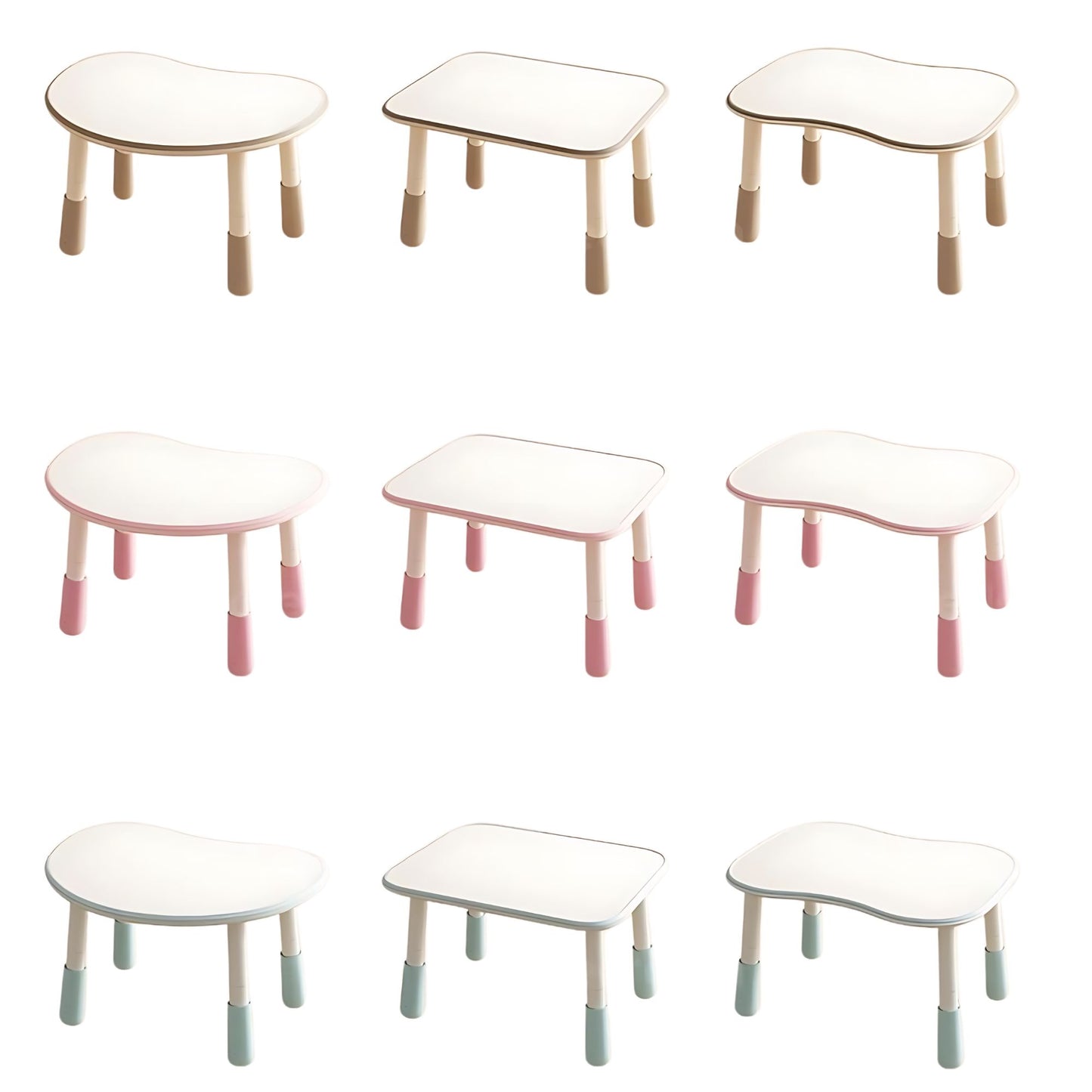 Kids Table Bean Shape Top, Adjustable Legs H24-54mm 豆形兒童升降桌