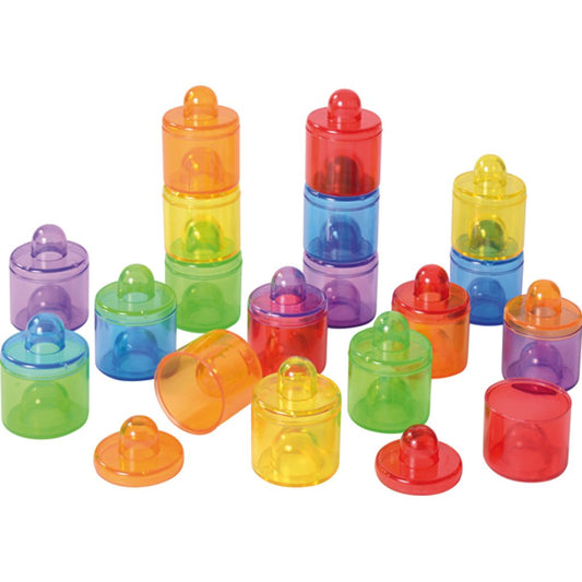 Rainbow Translucent Colour Sorting Pot Set of 18個 彩虹透光顏色配對疊疊罐套裝