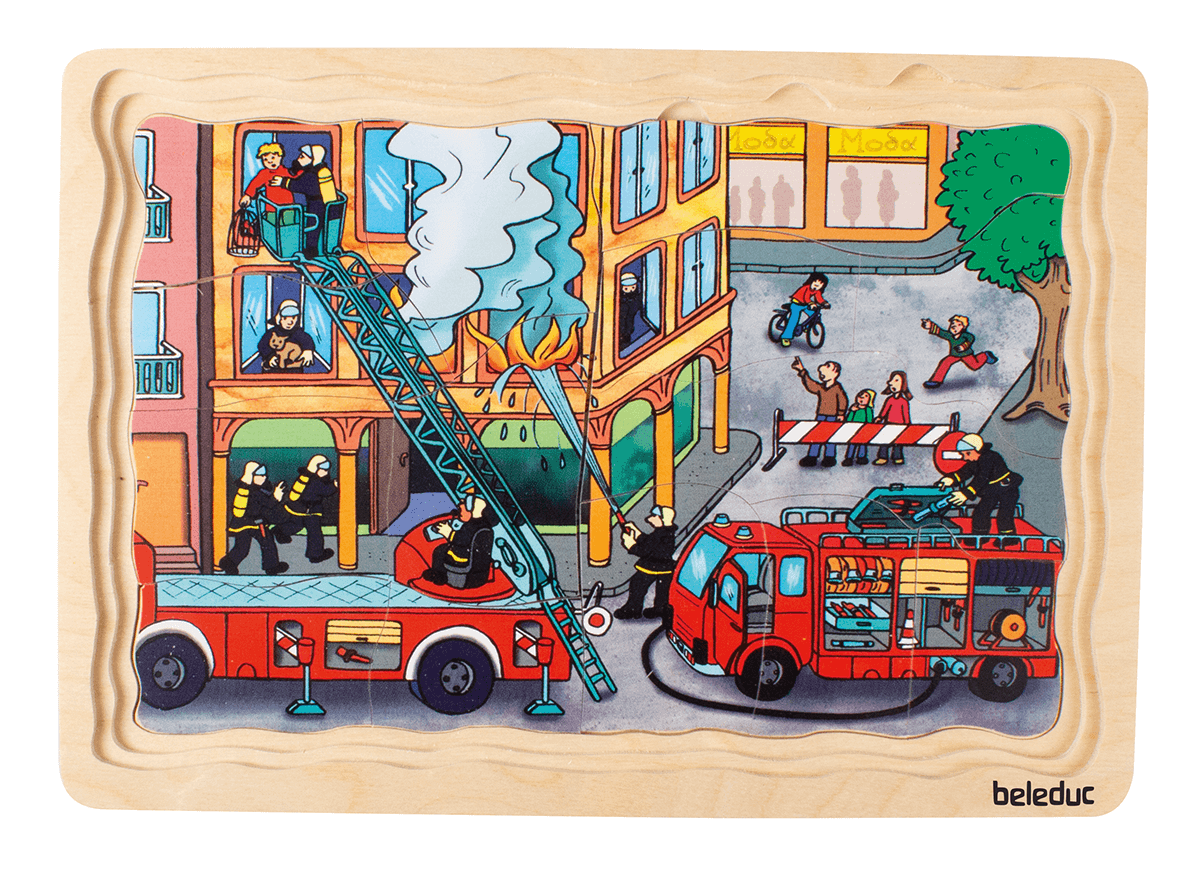 Beleduc Layer-Puzzle Fire Brigade 消防員救火多層情景找找看拼圖