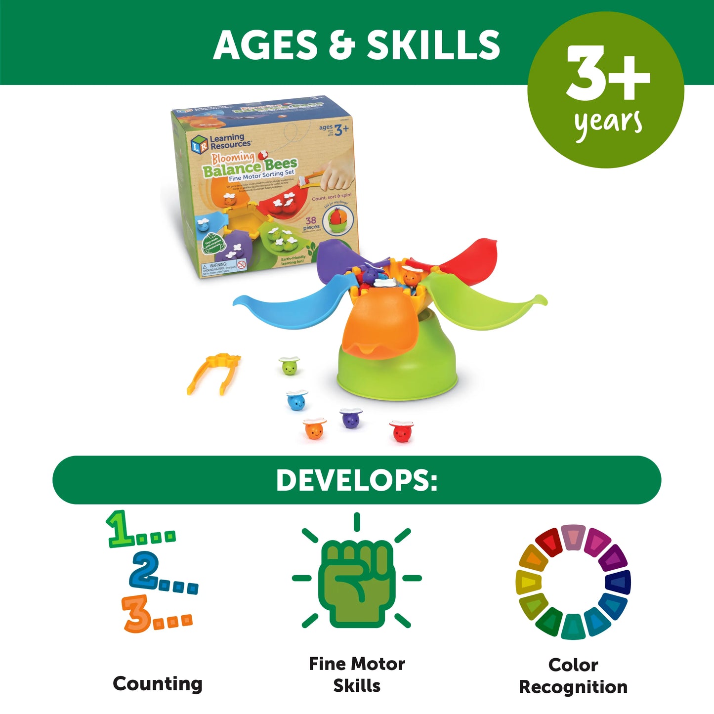 Learning Resource Blooming Balance Bees Fine Motor Sorting Set