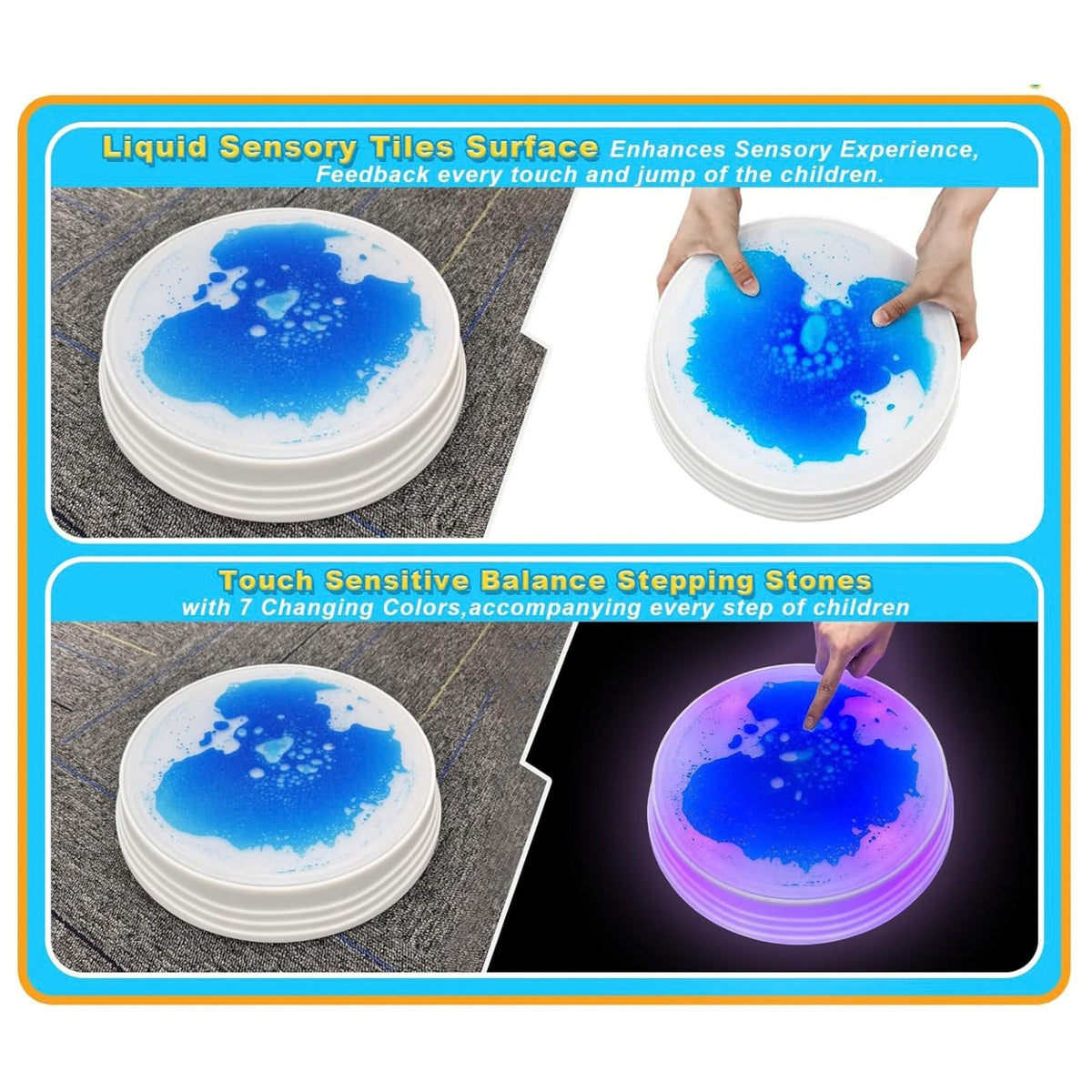 Magical Liquid Light-Up Stepping Stones for Kids Set of 6兒童魔法流沙感應發光平衡石 6件裝