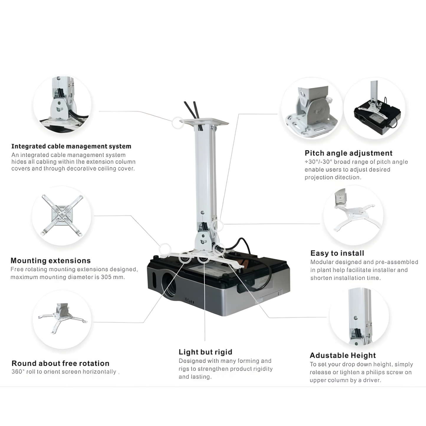 950–1550mm Heavy-duty Universal Projector Mount 通用可伸縮專業級的多功能投影機支架