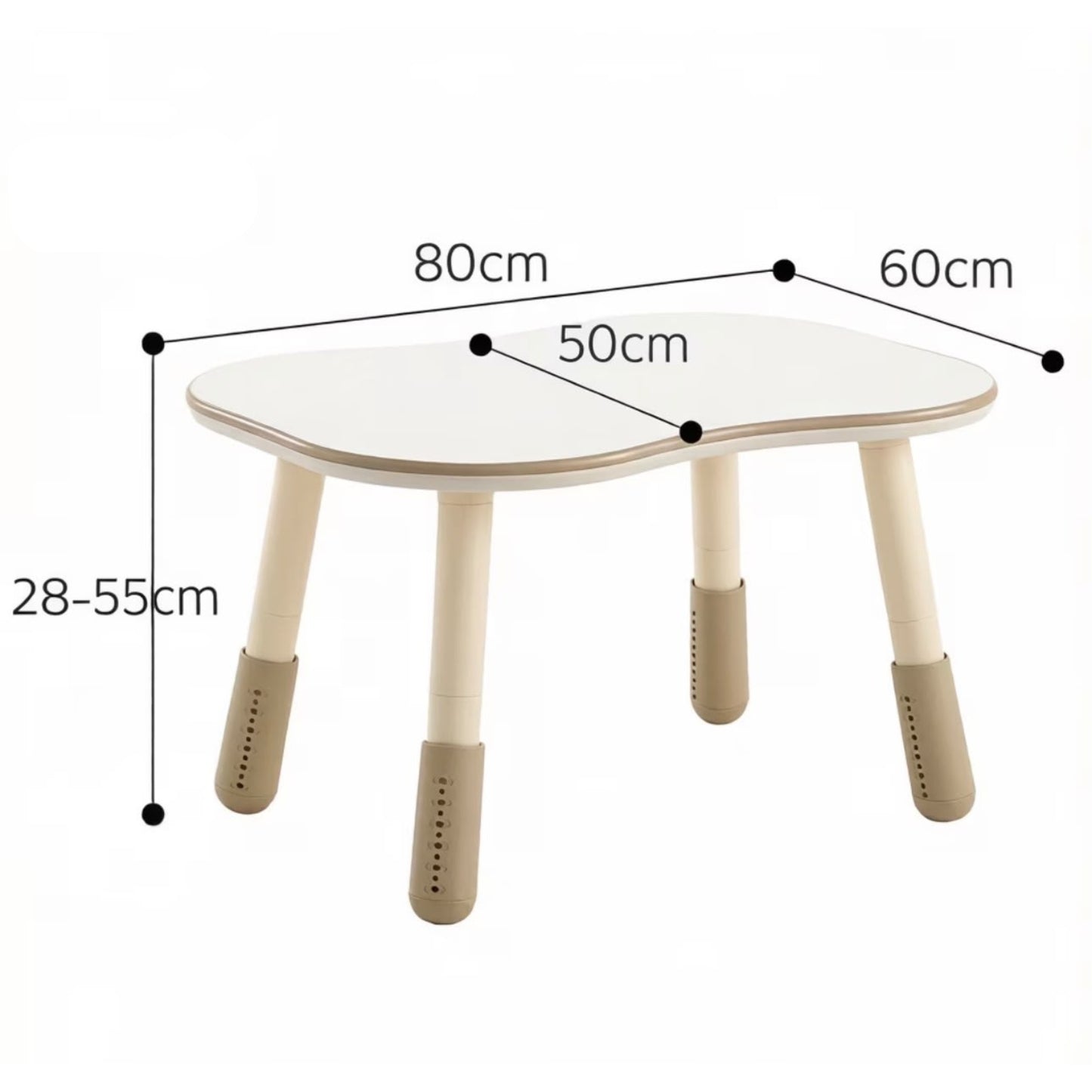 KOK Peanut-shaped Kids Table Height Adjustable L80*W60 H28-55mm Erasable Graffiti Top 花生型兒童桌 六段升降與可塗鴉桌面