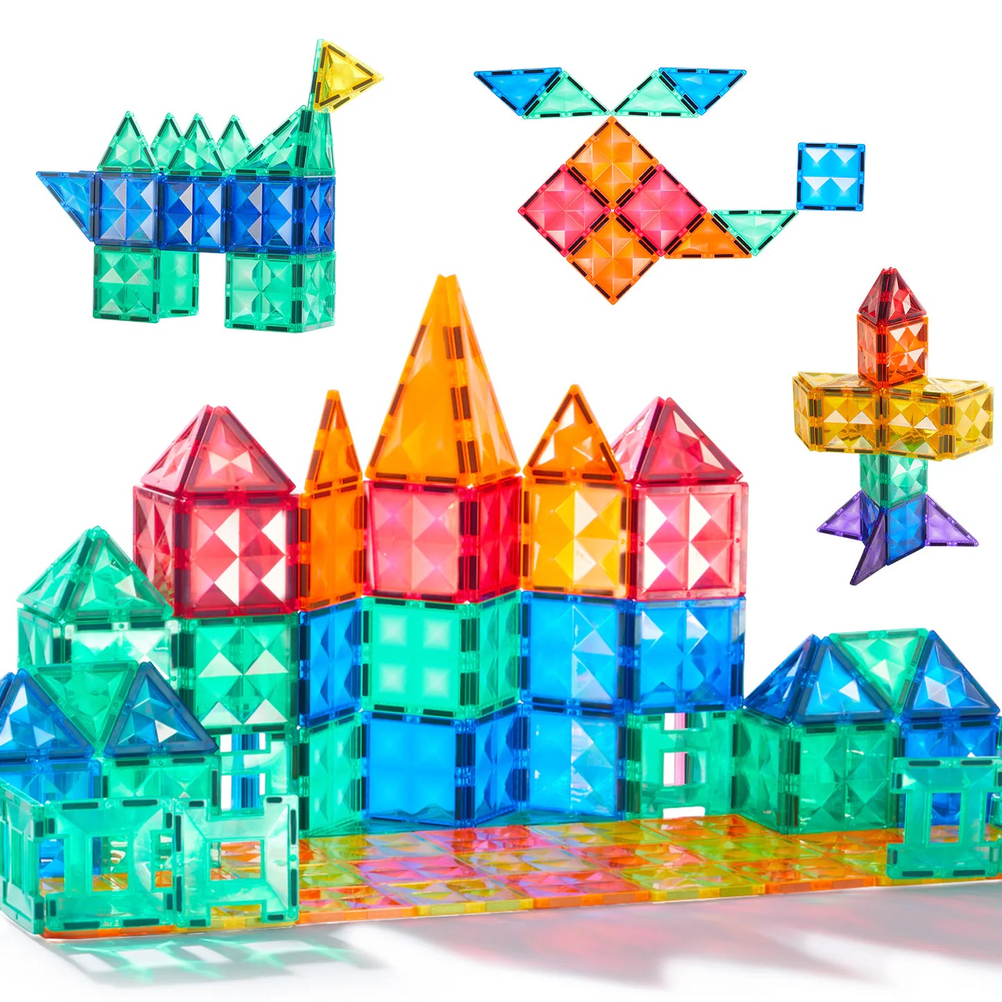 Mideer Colorful Magnetic Tiles Set of 60件 透彩磁性建構片套裝