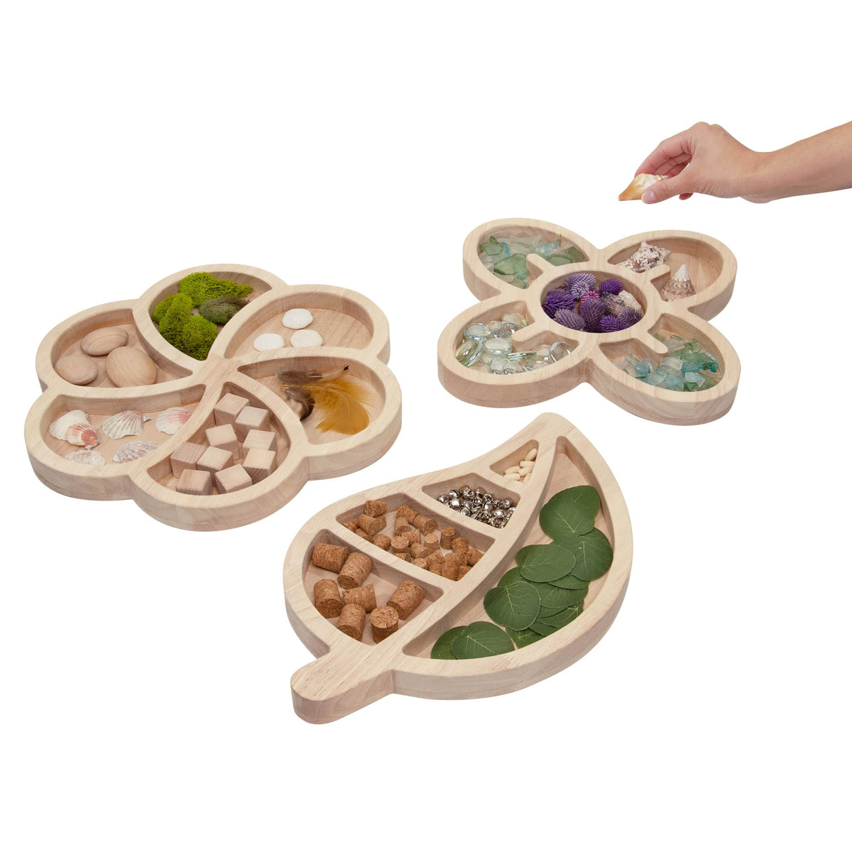 Loose Parts Organic Wooden Trays - Set of 3 開放式有機自然木質托盤 3件裝