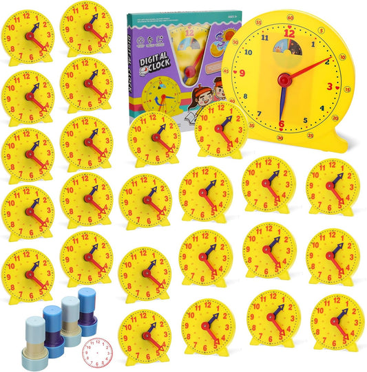 Kindermatic 30 Pcs Classroom Clock Kit Includes 1 Pcs Big Student Clock 25 Pcs