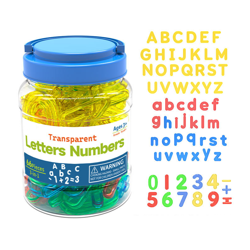 Transparent Letters Numbers 3-in-1 66 Pieces 透明大小寫英文字母及數字組合 66個