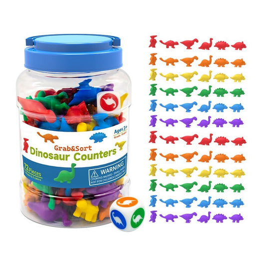 Grab & Sort Dinosaur Counters 72 Pieces 6色數數小恐龍 72個