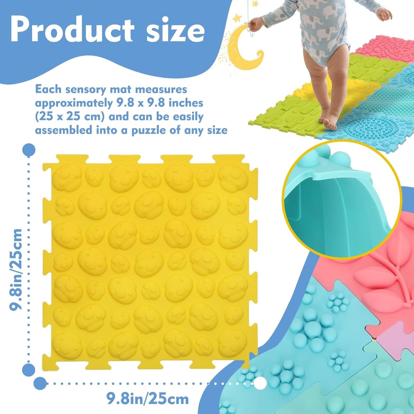 PVC Sensory Play Tactile Mat Set of 14 觸感感官拼接軟地墊14個套裝