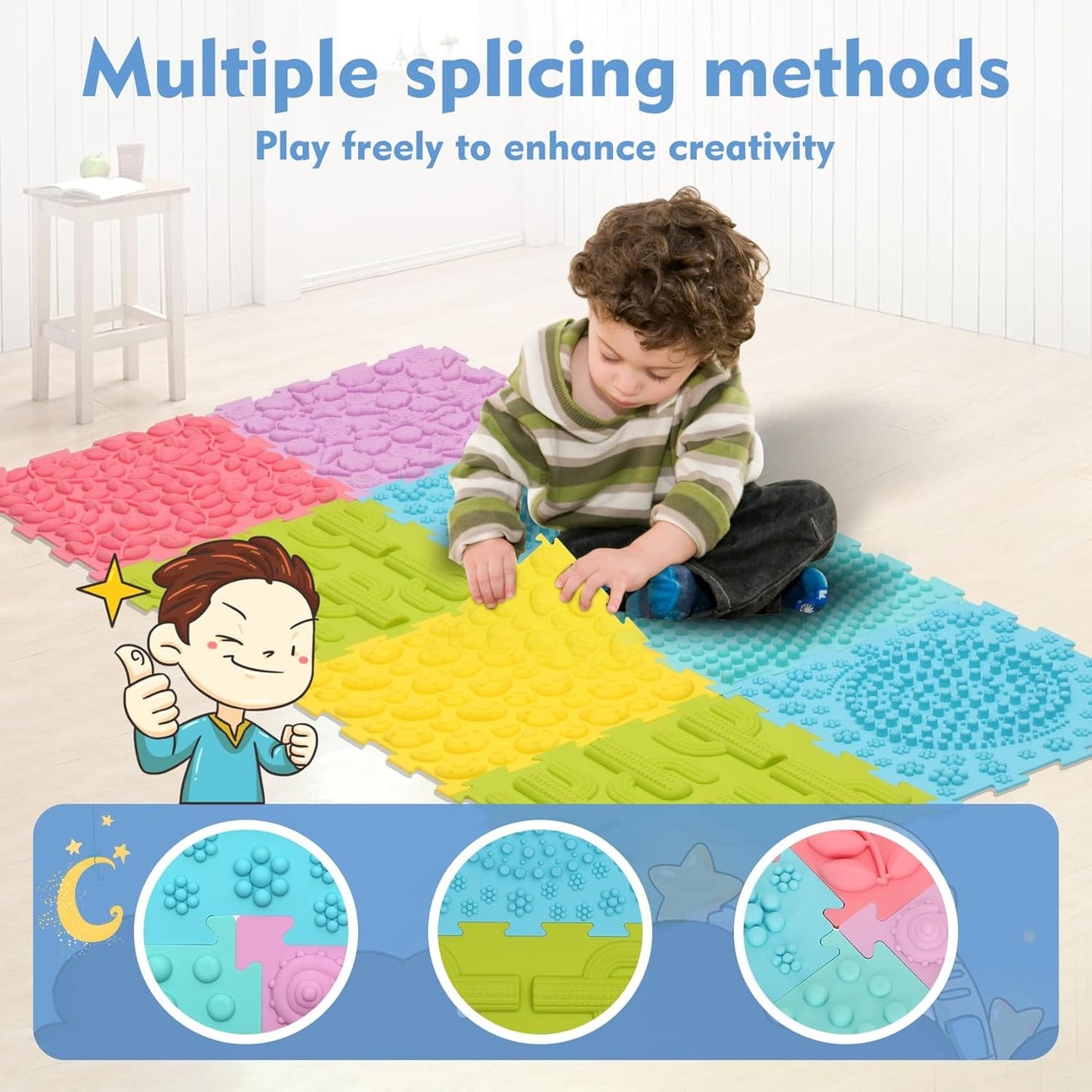 PVC Sensory Play Tactile Mat Set of 14 觸感感官拼接軟地墊14個套裝