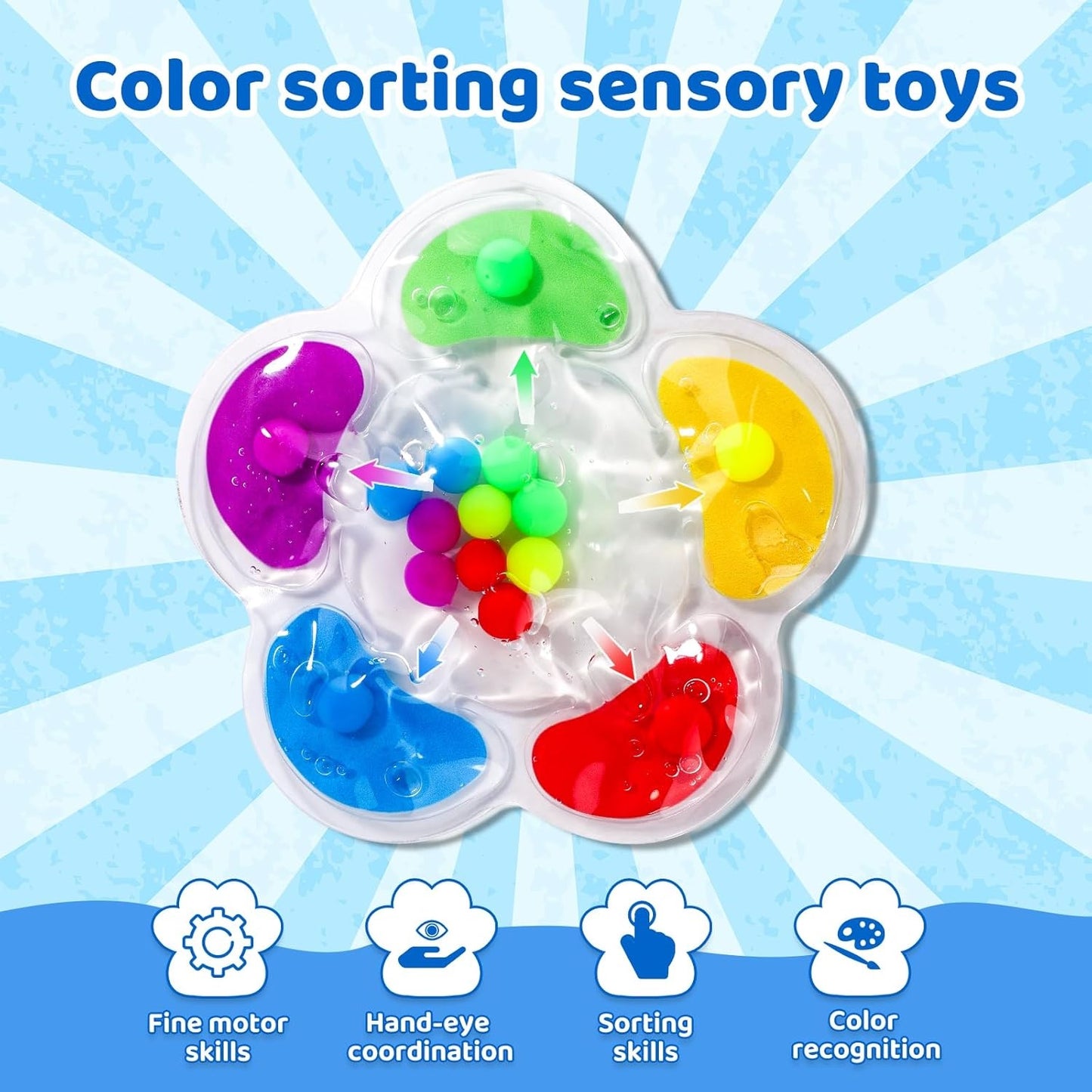 Colour Sorting Sensory Squishy Flower 顏色分類感官柔軟花玩具