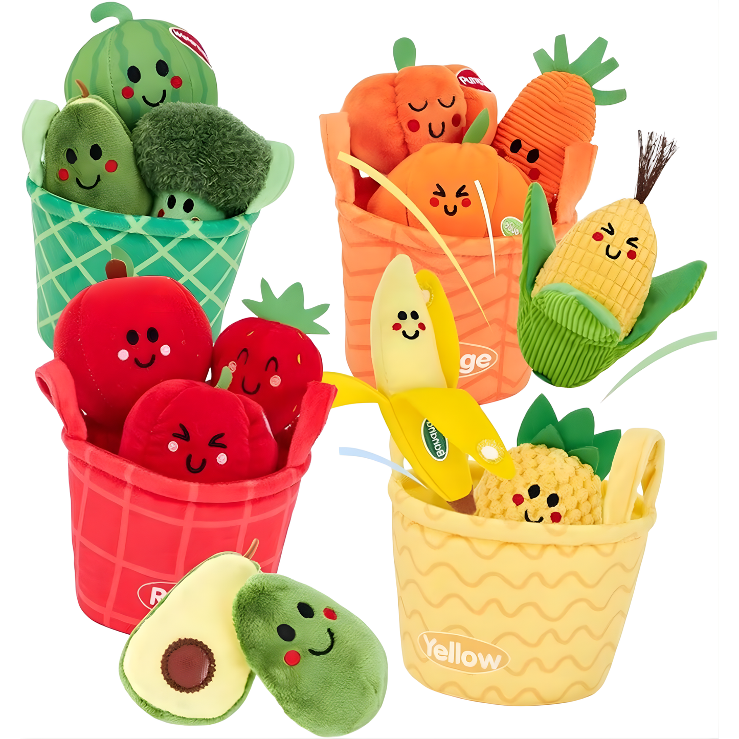 Fabricplay Veggie & Fruit Sorting Basket Set 軟布玩具蔬果分類提籃組