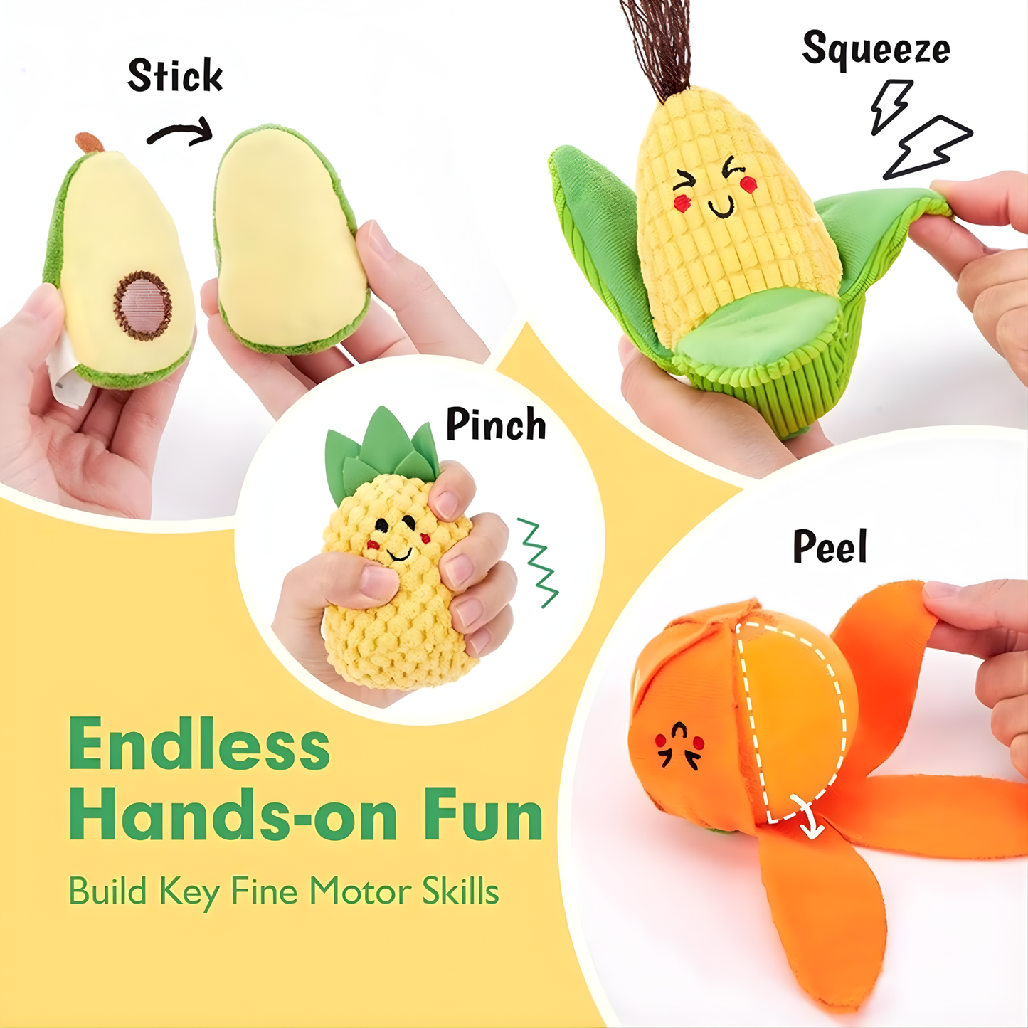 Fabricplay Veggie & Fruit Sorting Basket Set 軟布玩具蔬果分類提籃組