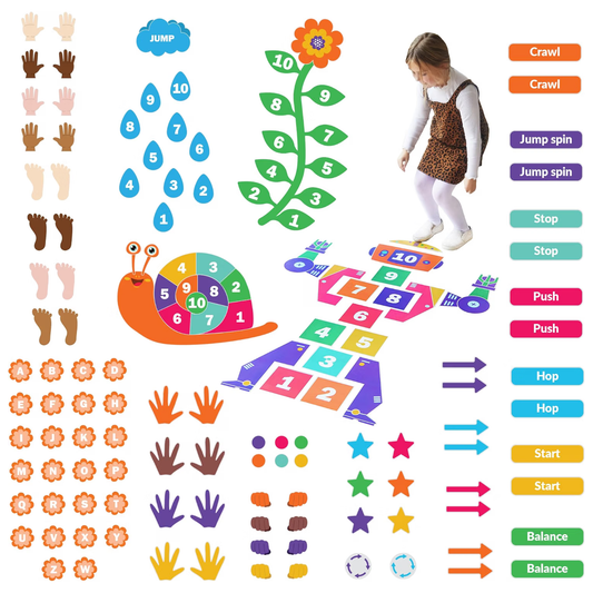 Sensory Path Floor & Wall Decal Set 兒童感官運動跳格子地貼與牆貼套組