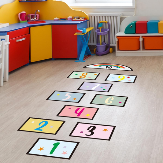 Number Hopscotch Game Sensory Path Floor Decal 跳飛機躍動感官地貼