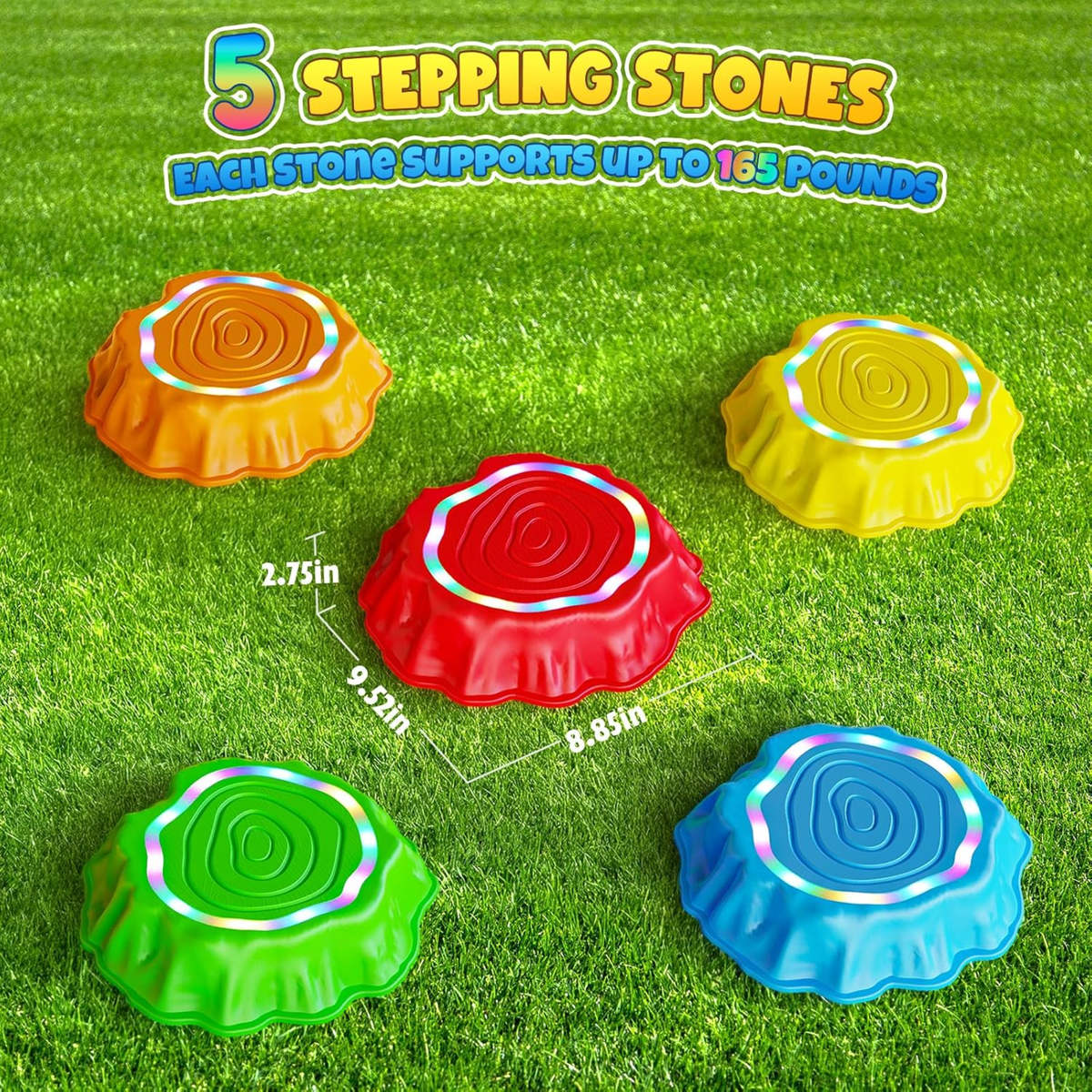 Interactive Tree Stump Light & Sound Stepping Stones 樹樁音樂發光互動過河石組