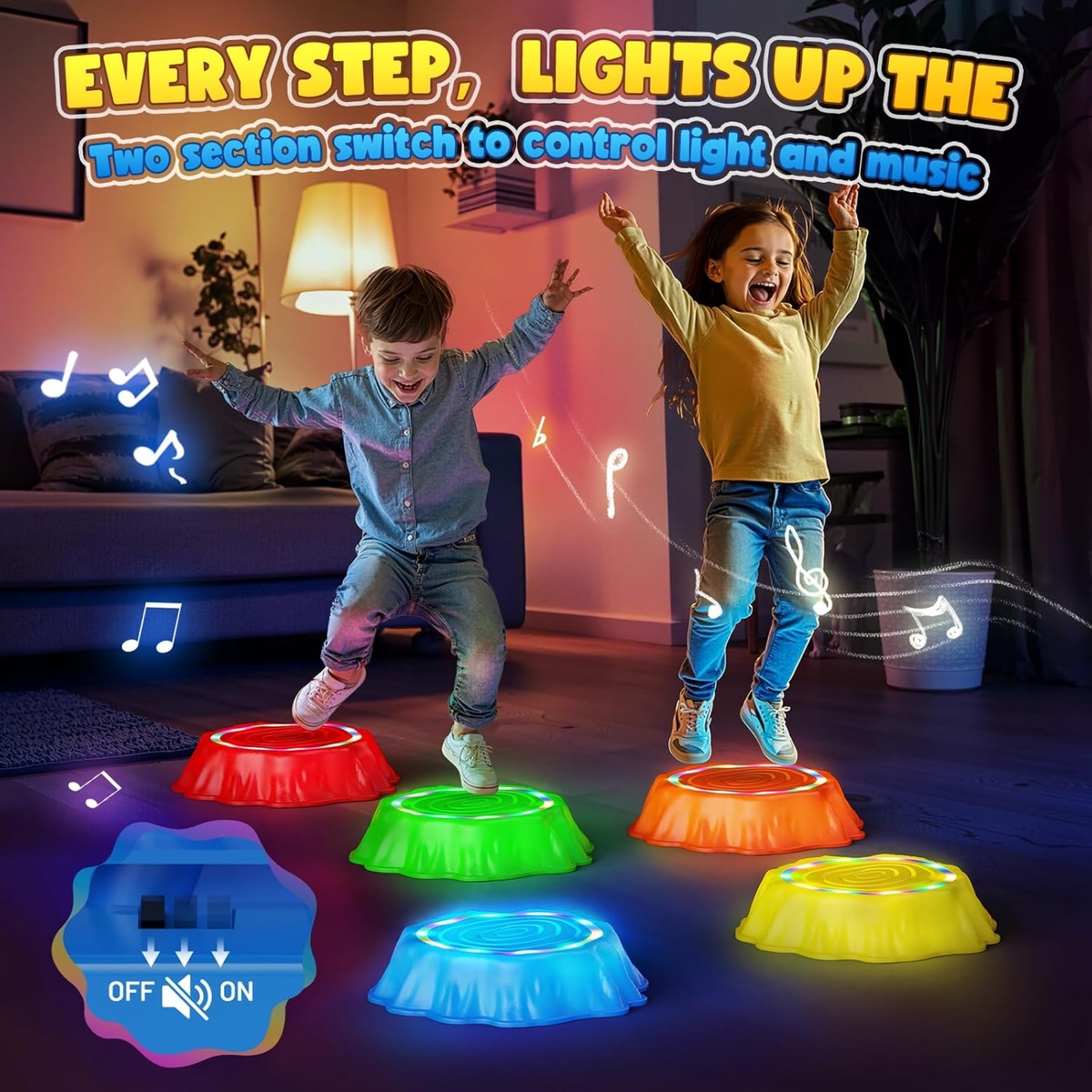 Interactive Tree Stump Light & Sound Stepping Stones 樹樁音樂發光互動過河石組