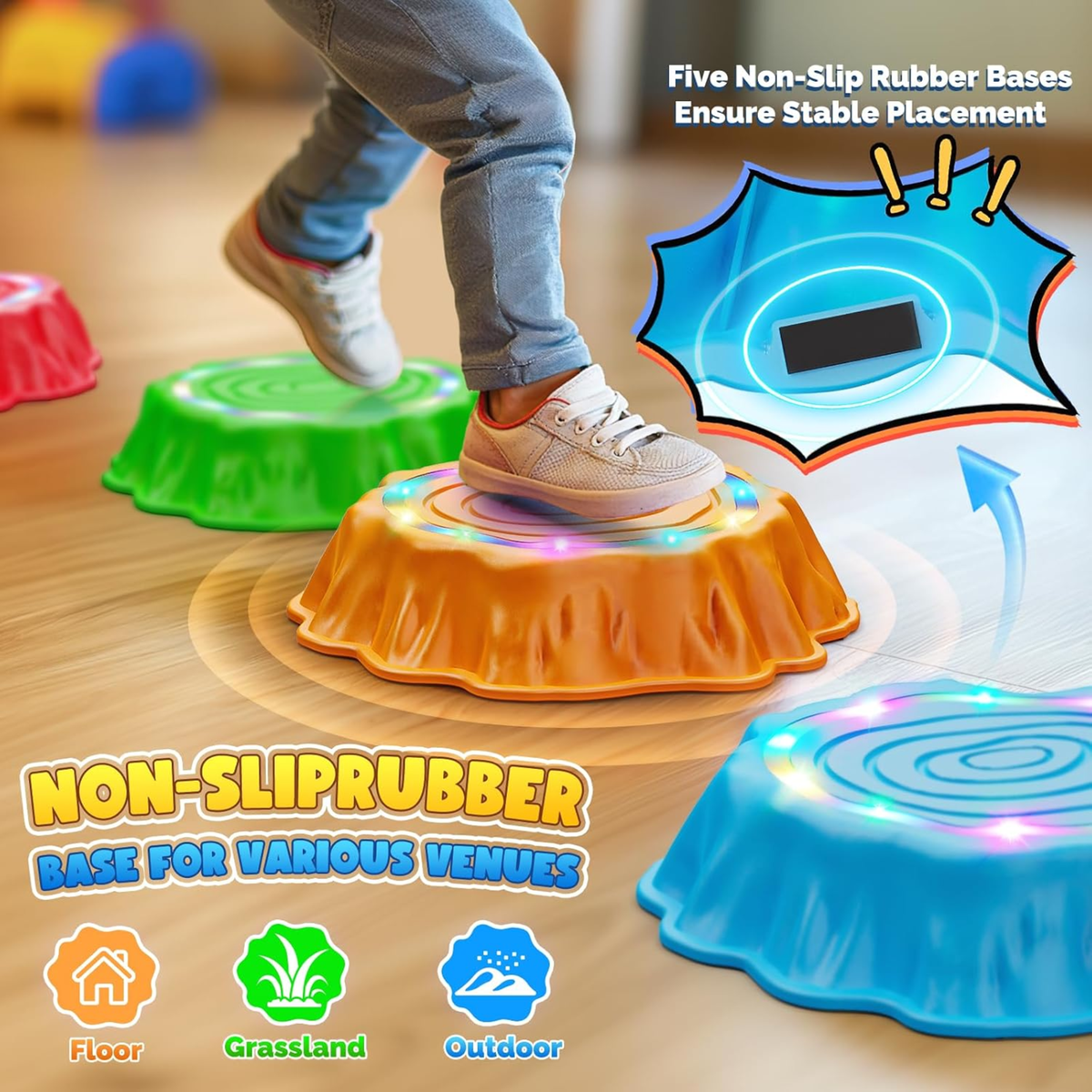 Interactive Tree Stump Light & Sound Stepping Stones 樹樁音樂發光互動過河石組