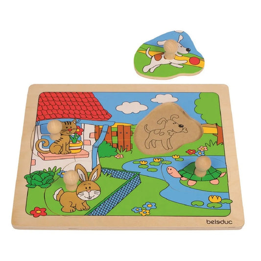 Beleduc Square Large Knob Puzzle - Pets 方形大抓手拼圖-寵物