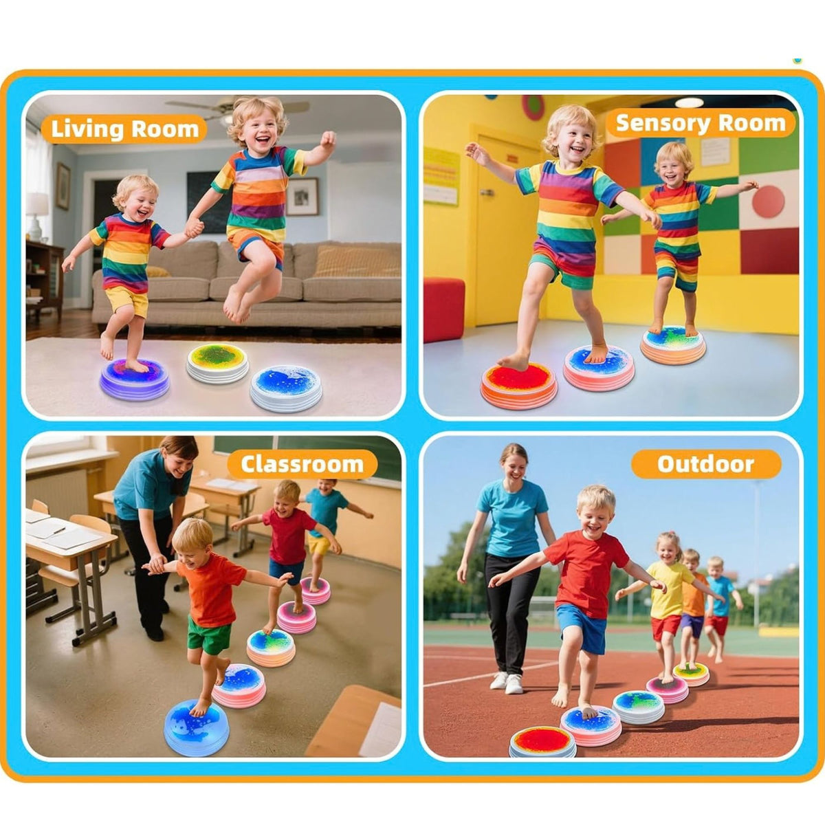 Magical Liquid Light-Up Stepping Stones for Kids Set of 6兒童魔法流沙感應發光平衡石 6件裝