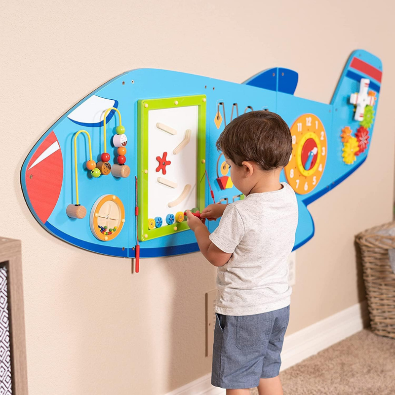 Play Wall Panel Toy Mega Airplane Design Sensory Busy Board – 1800x662mm 忙碌的飛機遊戲活動牆板